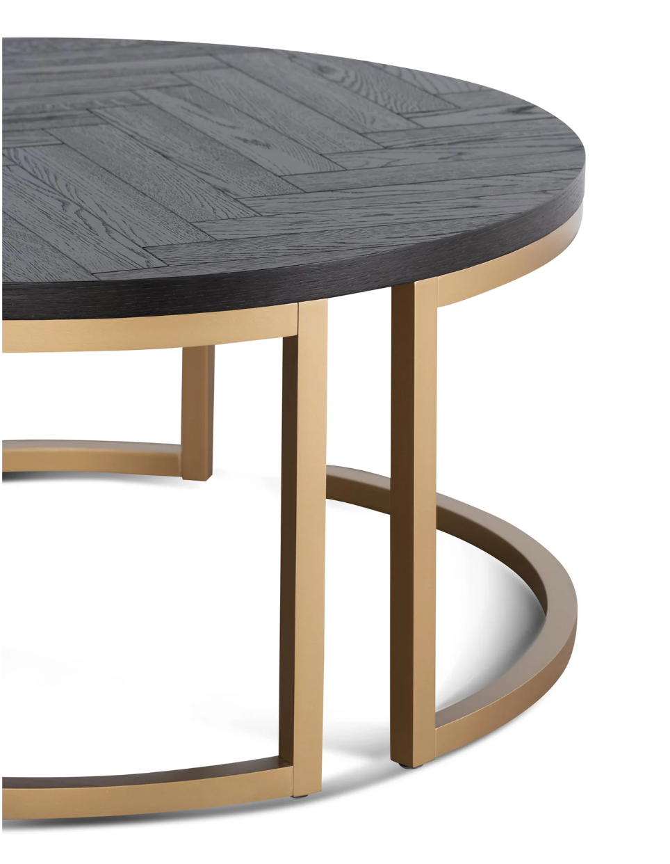 Round Peppercorn & Brass Coffee Table