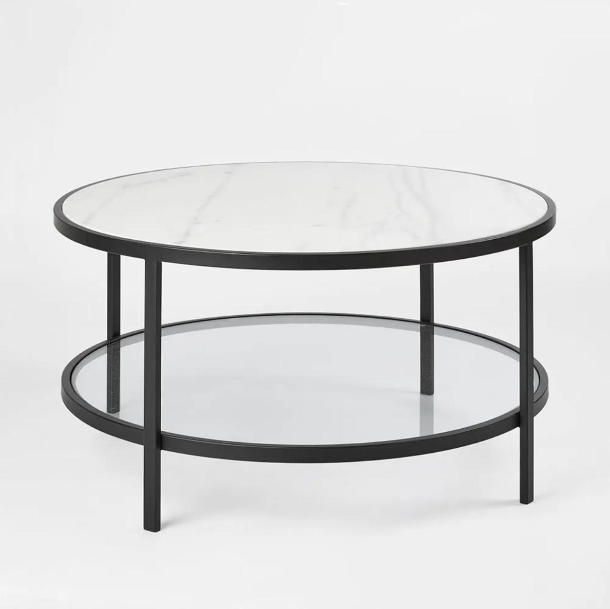 Palladium Black Iron Marble & Glass Coffee Table