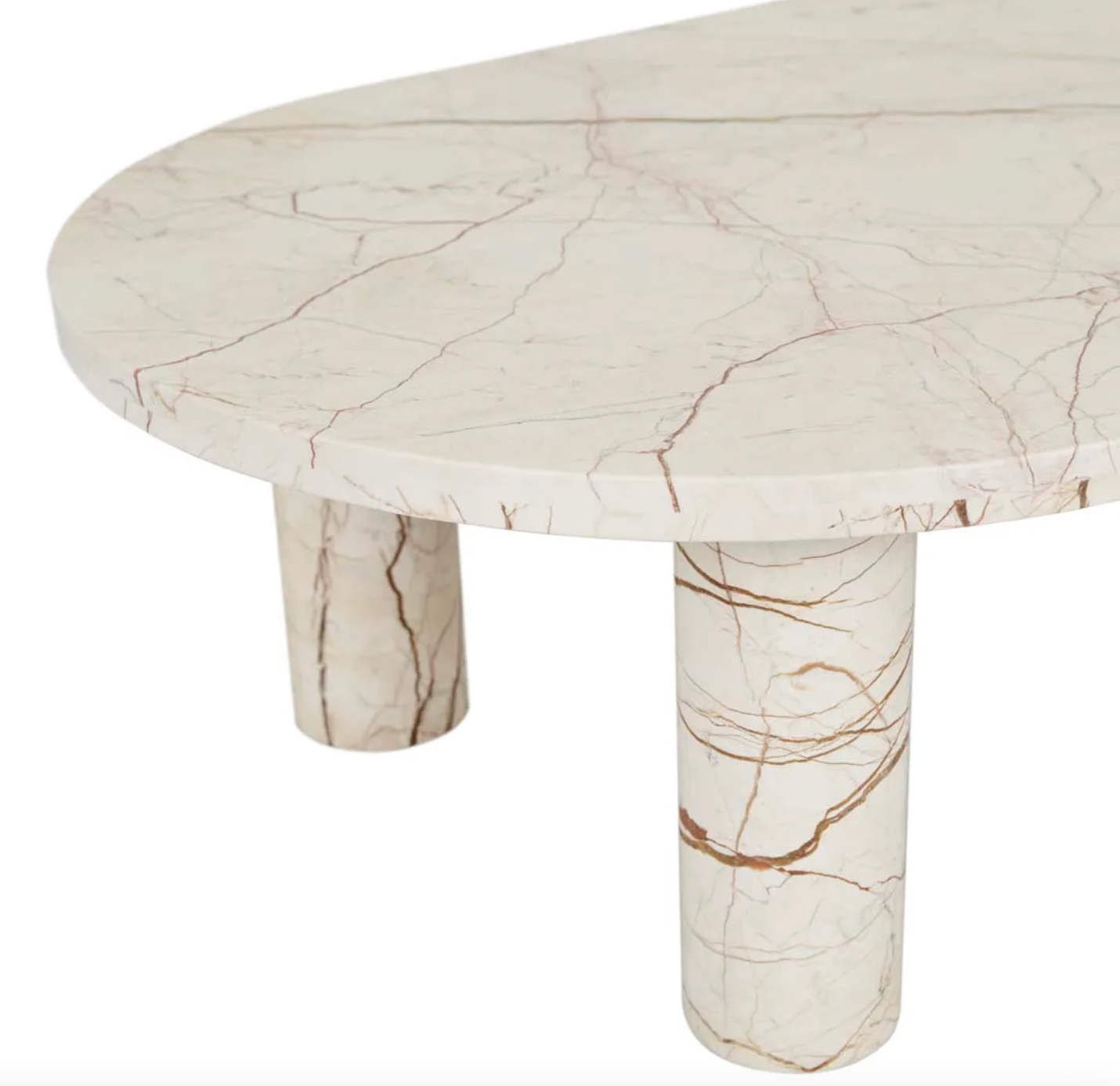 Amara Round Leg Oval Coffee Table - Brown Vein Marble