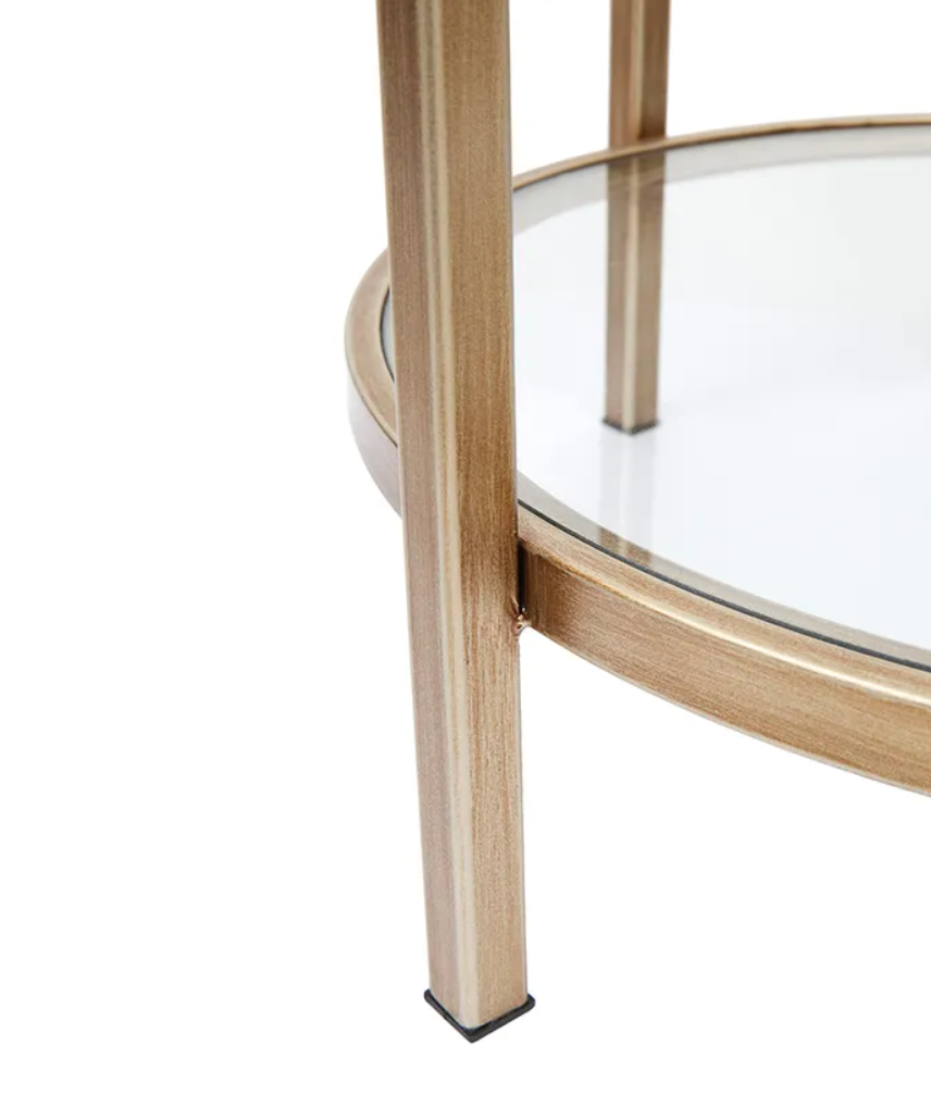 Cocktail Glass Round Side Table - Antique Gold