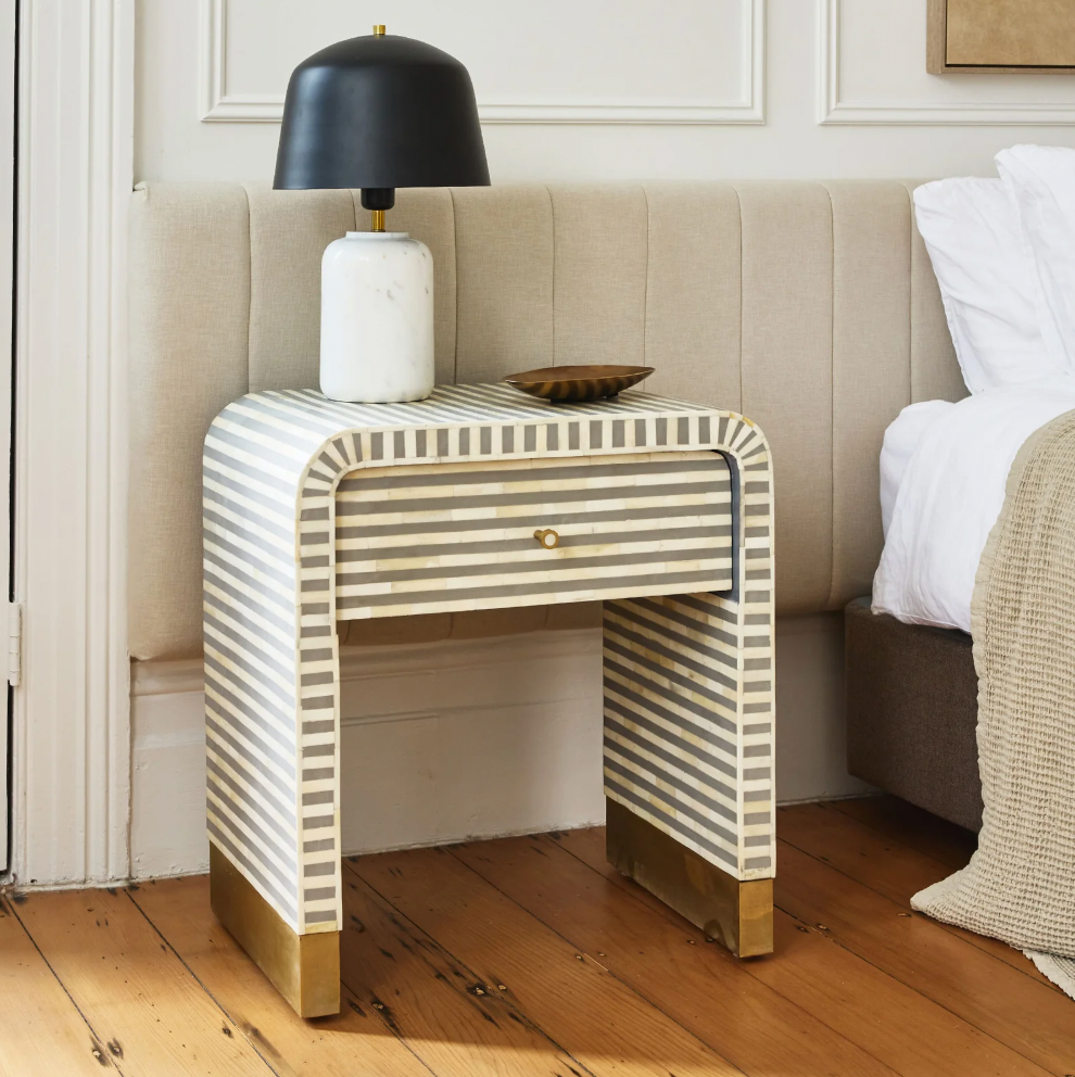 Amo Bone Inlay Bedside Table