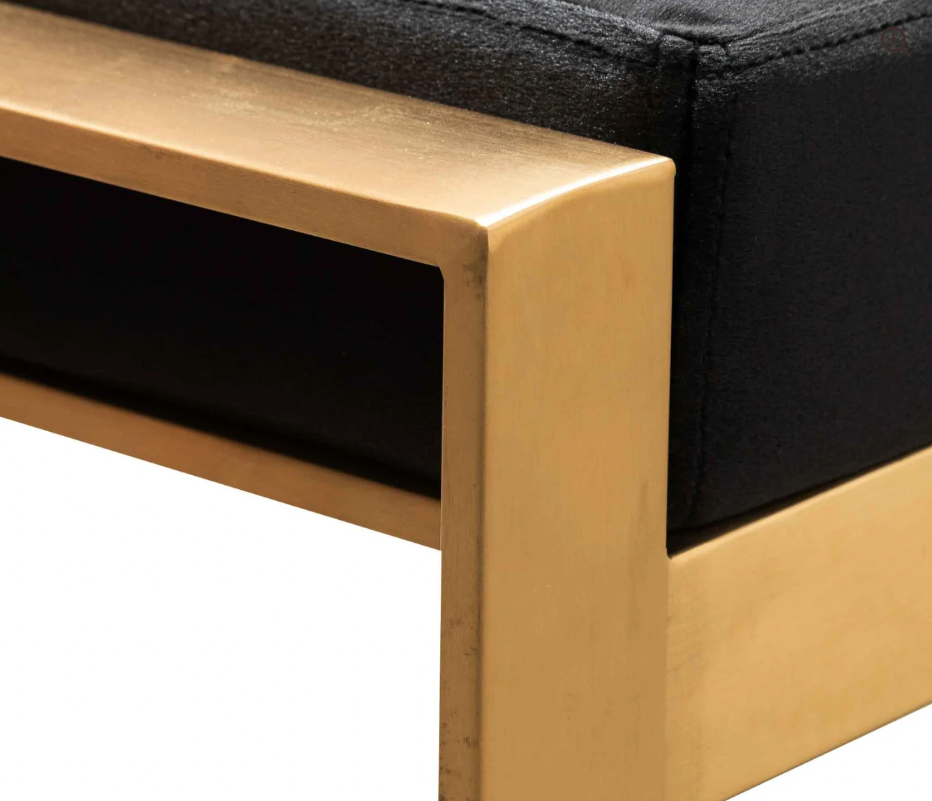 Black Velvet Ottoman - Gold Base