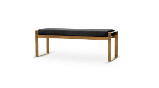 Black Velvet Ottoman - Gold Base