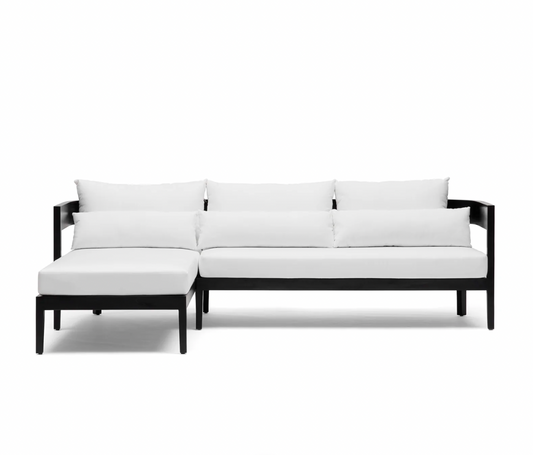 Avoca Outdoor Sofa Black & White Left Chaise