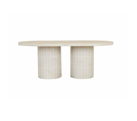 Seville Tile Oval Dining Table - Pearl White