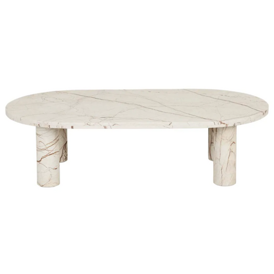 Amara Round Leg Oval Coffee Table - Brown Vein Marble