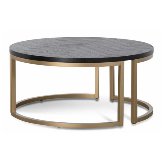 Round Peppercorn & Brass Coffee Table
